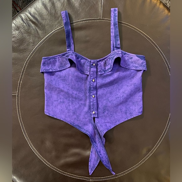 NWT🌺Mimi Chica Tie-Front Crop Top Size S Color Purple - Picture 2 of 9